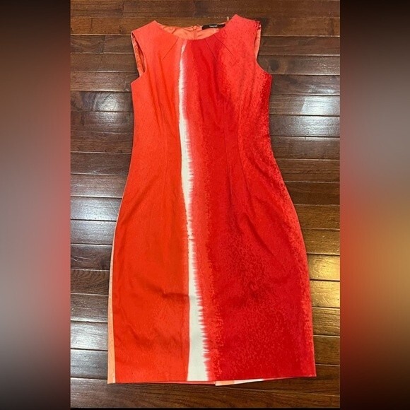 Tahari Kristin sheath dress in Teaberry/Peach Freeze size 4 - Picture 2 of 5